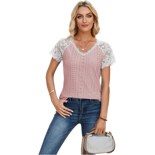 Damen Spitzeneinsatz T-Shirt EB