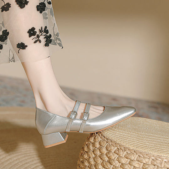 Damen elegante Mary Jane Schuhe mit modischem Absatz EB
