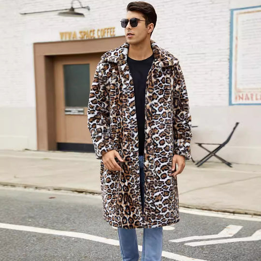 Herren Modischer Kunstfellmantel im Schlangenleder-Look EB