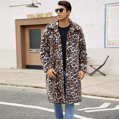 Herren Modischer Kunstfellmantel im Schlangenleder-Look EB