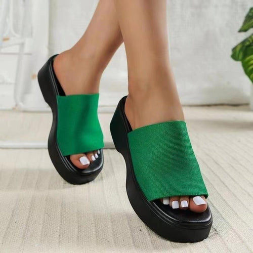 Damen Komfortable Wedge-Pantoletten mit breitem Riemendesign und anatomischem Fußbett EB