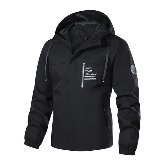 Herren Wetterfeste Kapuzenjacke mit wärmendem Teddyfleece-Inlay und verdecktem Frontreißverschluss EB