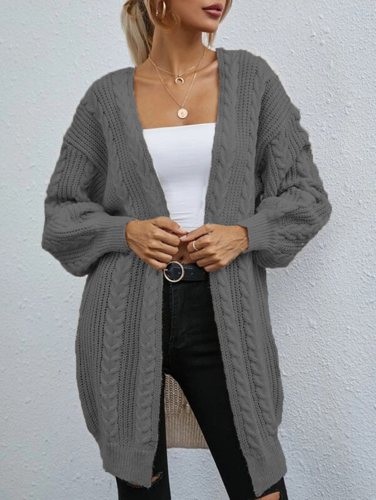 Damen Grobstrickjacke mit tiefem V-Ausschnitt und lässigem Schnitt EB