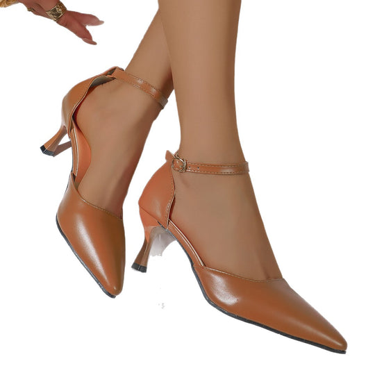 Damen elegante Slingback-Pumps mit schmalem Absatz und modischem Knöchelriemen EB