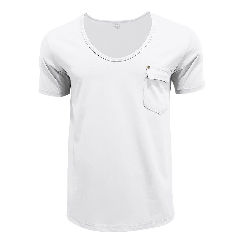 Herren Basic V-Ausschnitt T-Shirt mit Brusttasche EB