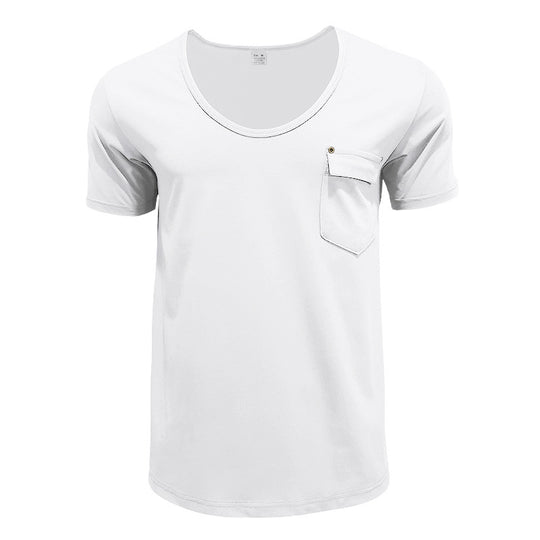 Herren Basic V-Ausschnitt T-Shirt mit Brusttasche EB