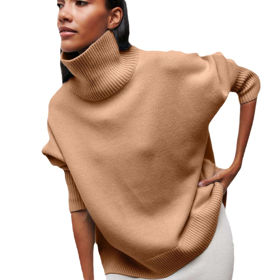 Damen gemütlicher Rollkragenpullover mit Oversized-Schnitt und strukturiertem Material EB