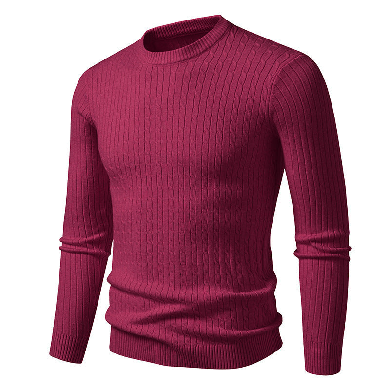 Herren modischer Strickpullover mit strukturiertem Zopfdesign EB