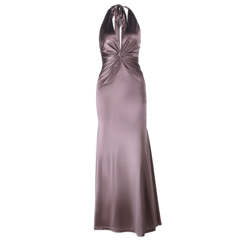 Damen glamouröses Maxikleid mit tiefem V-Ausschnitt und figurformendem Design EB