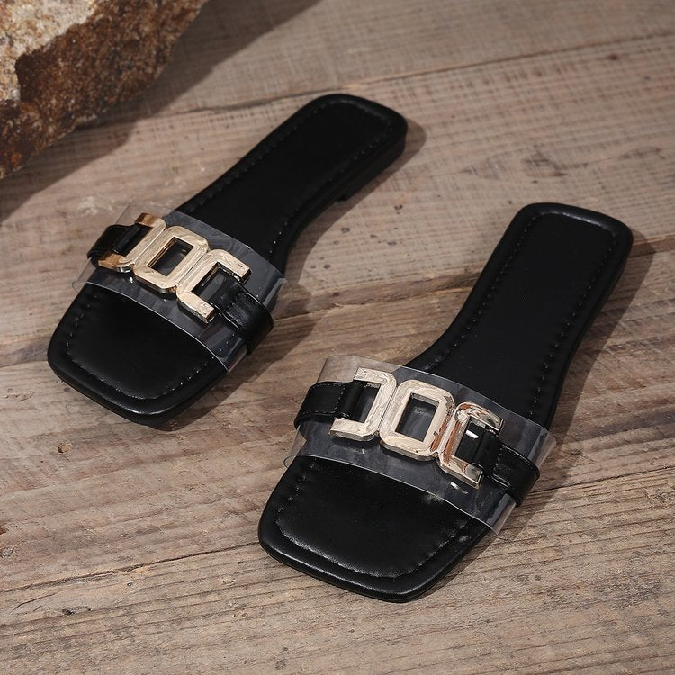 Damen Elegante und schicke Mules mit dekorativem Schnallen-Detail EB