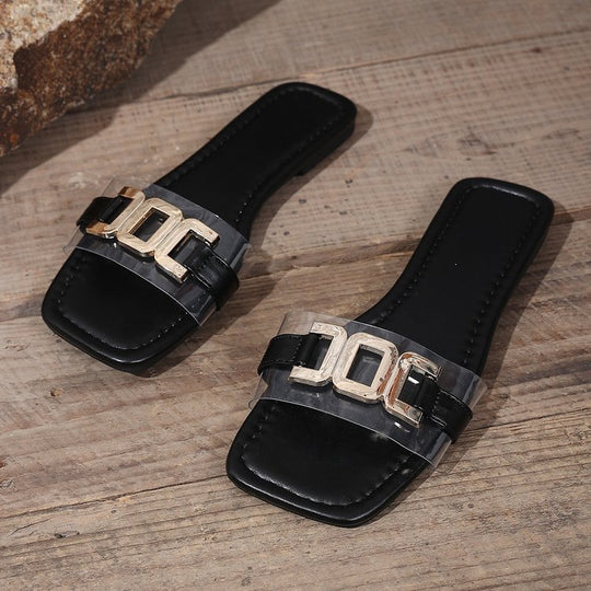 Damen Elegante und schicke Mules mit dekorativem Schnallen-Detail EB
