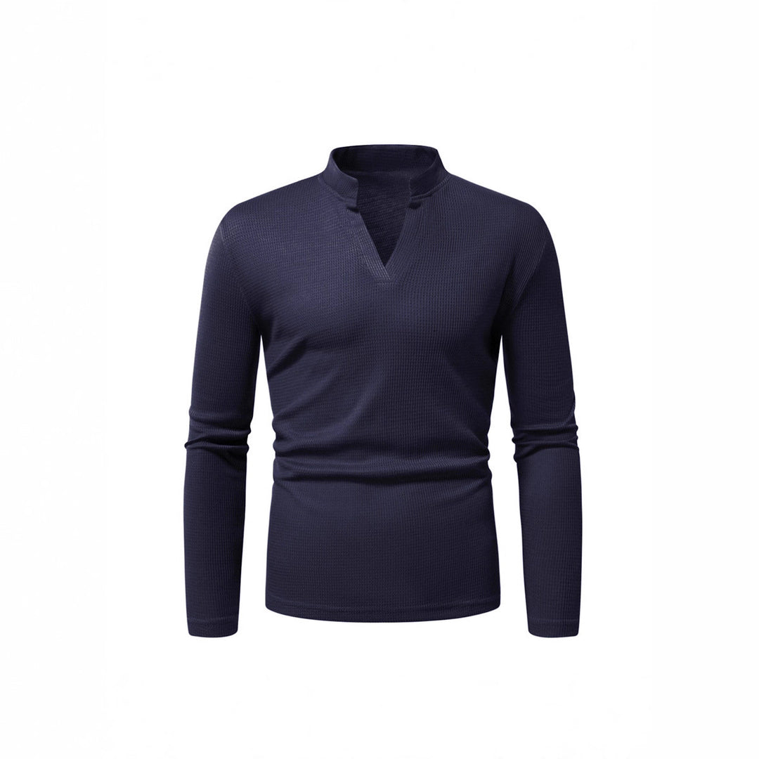 Herren Langarmshirt mit modernem Stehkragen und strukturierter Oberfläche EB