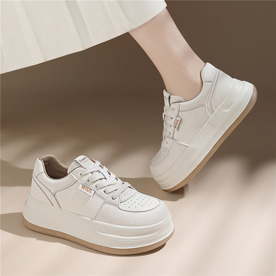 Damen Modische und komfortable Sneakers mit weicher Lederoberfläche EB