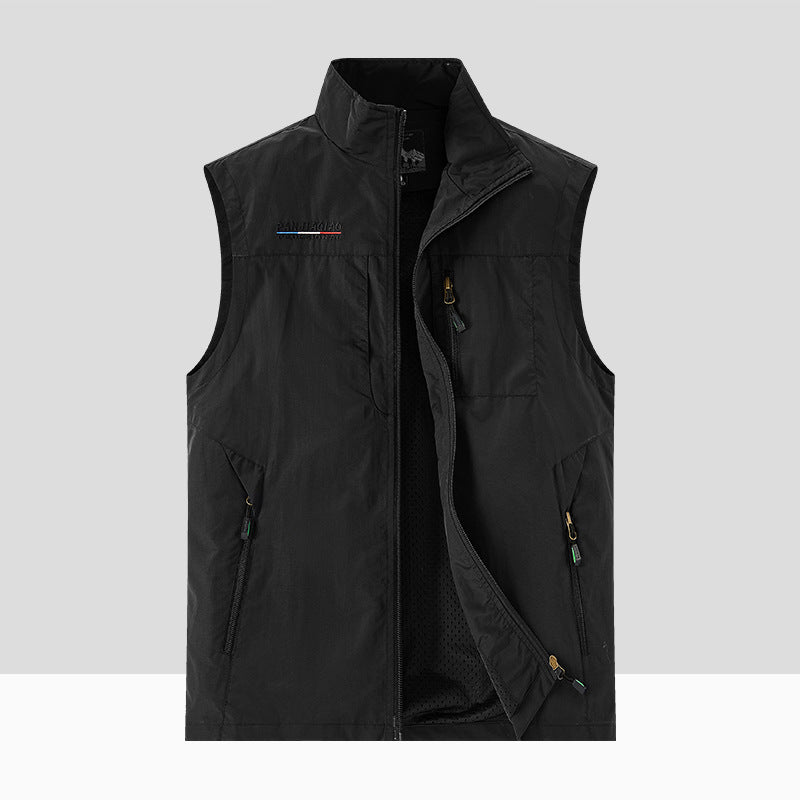 Herren Leichte Atmungsaktive Outdoor-Softshellweste mit Mesh-Innenfutter und Mehrfach-Reißverschlusstaschen EB