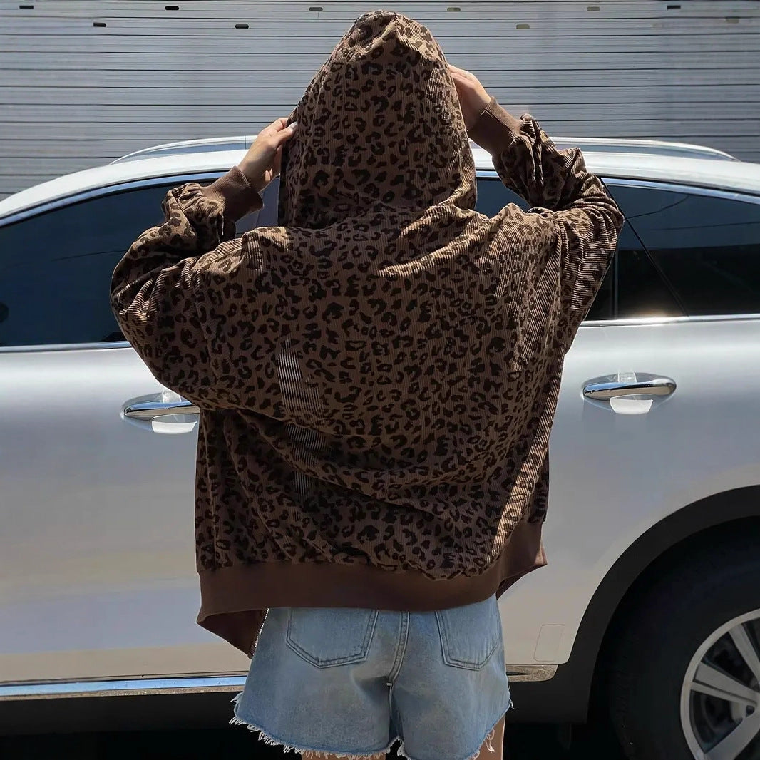 Damen Kapuzenpullover mit modischem Animal-Print EB