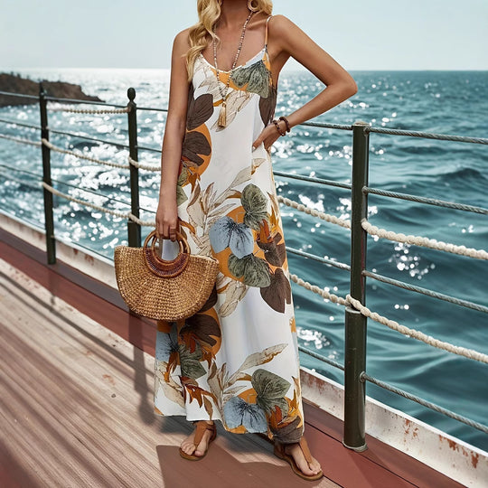 Damen Maxikleid mit floralen Mustern und lässigem Schnitt EB