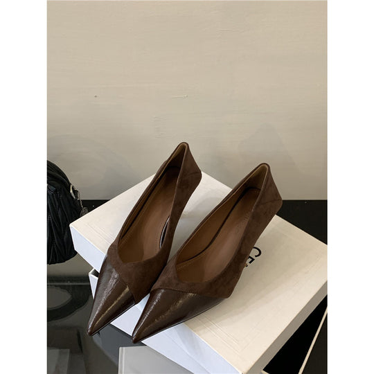 Damen spitze Pumps aus hochwertigem Veloursleder und Lack EB