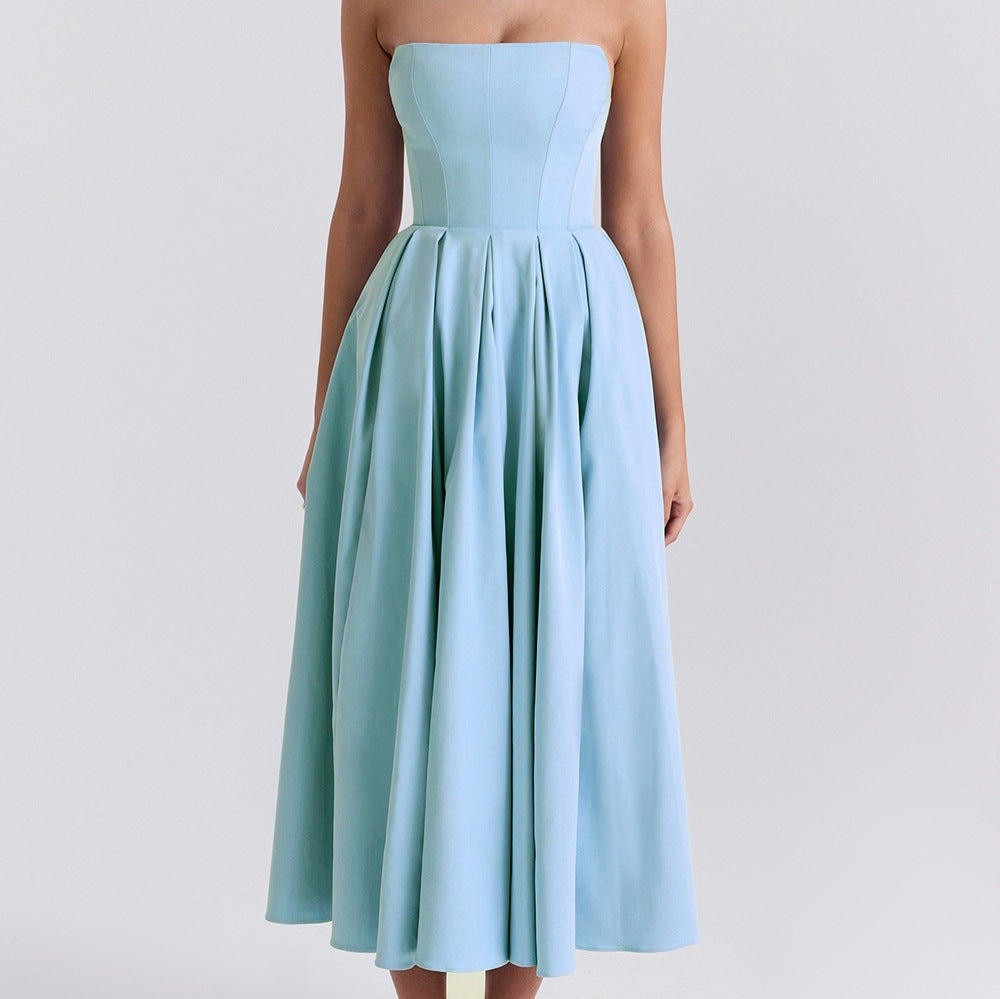Damen Maxi Kleid mit tailliertem Oberteil und schwingendem Rock EB