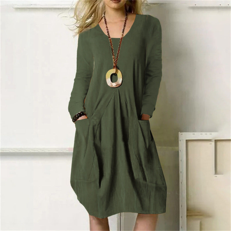 EB | Lockere Baumwoll-kleid Mit Taschen