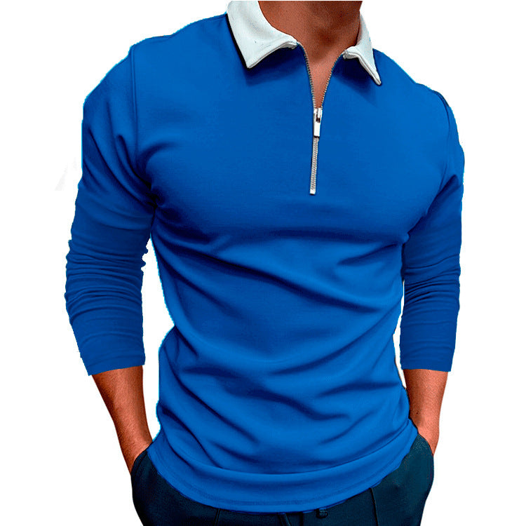 Herren sportlicher Pullover mit 1/4 Reißverschluss und kontrastierendem Kragen EB
