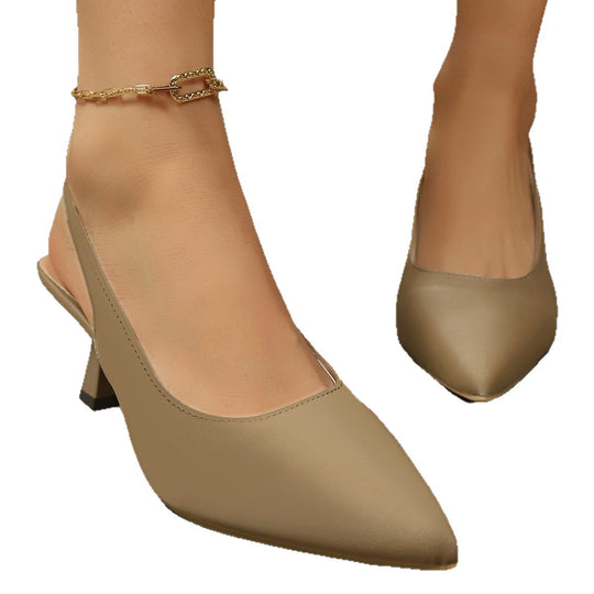 Damen Slingback-Pumps mit elegantem Blockabsatz und spitzem Zehenbereich EB