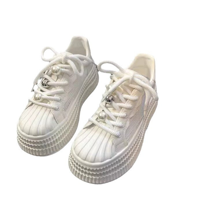 Damen modische Plateau Sneakers mit atmungsaktivem Obermaterial und komfortabler Sohle EB