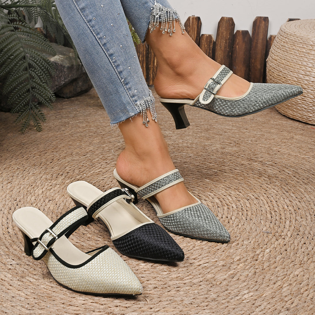 Damen elegante Slingback-Pumps mit modischem Riemchen und feinem Textur-Muster EB