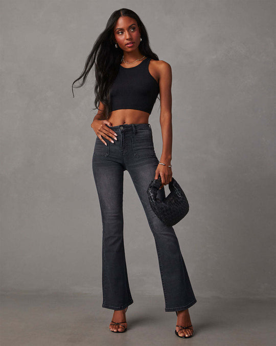 Damen Flared Jeans mit hoher Taille und stylischem Schnitt EB