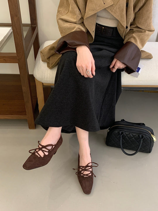 Damen Elegante Ballerinas mit Schnür-Design EB