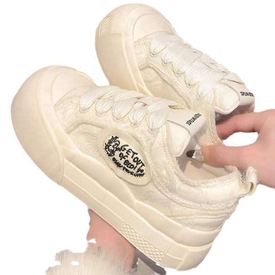 Damen modische Sneaker mit stylischem Fleece-Einsatz EB