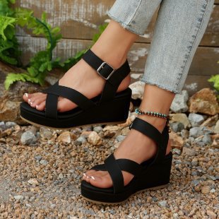Damen Wedge-Sandalen mit anatomisch geformtem Fußbett und verstellbarem Riemen EB