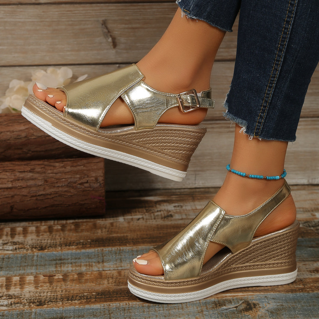 Damen Komfortable Wedge-Sandaletten mit modischem Design und anatomischem Fußbett EB
