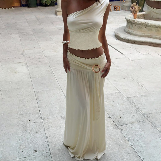 Damen Einseitiges Maxikleid mit raffinierter Drapierung EB