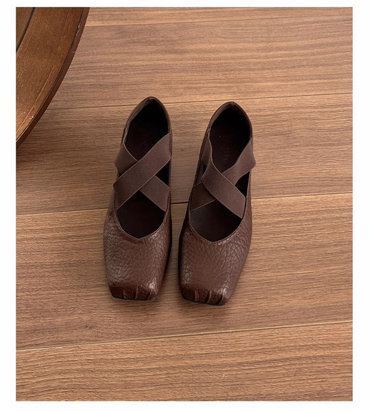 Damen Elegante Ballerinas mit dehnbarem Überkreuz-Riemen EB