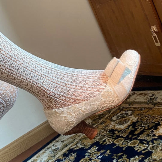 Damen Ballerinas mit zarten Spitzenakzenten und süßem Schleifendetail EB