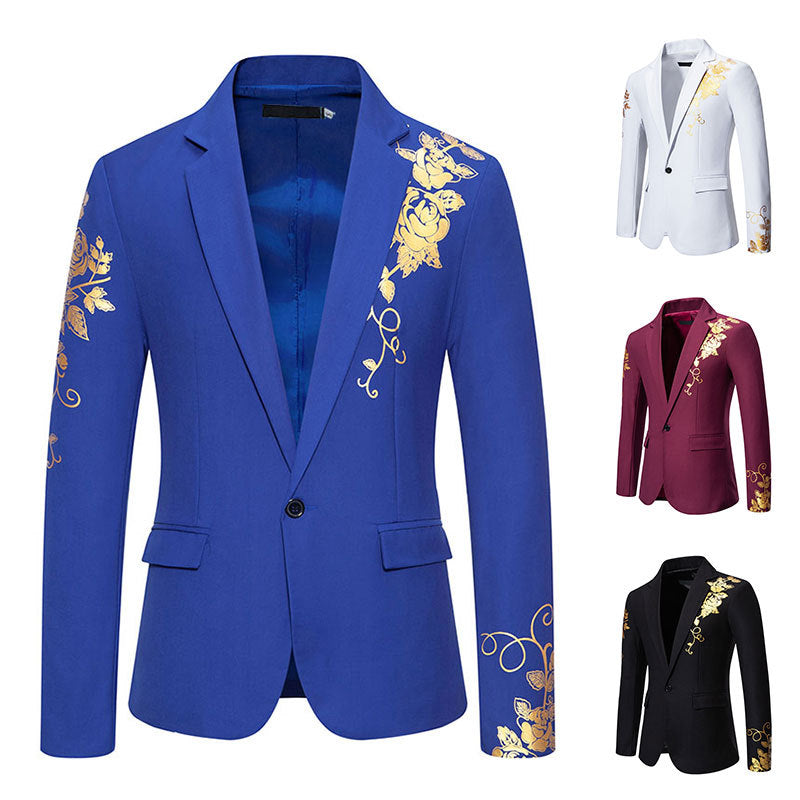 Herren nan eleganter taillierter Smoking-Blazer mit floraler Verzierung EB