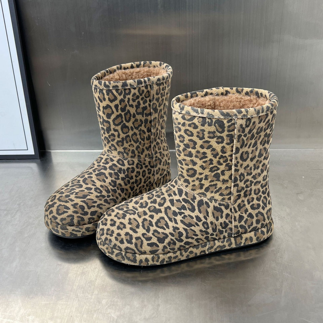 Damen Kuschelboots mit weichem Innenfutter und trendiger Leopardenmusterung EB