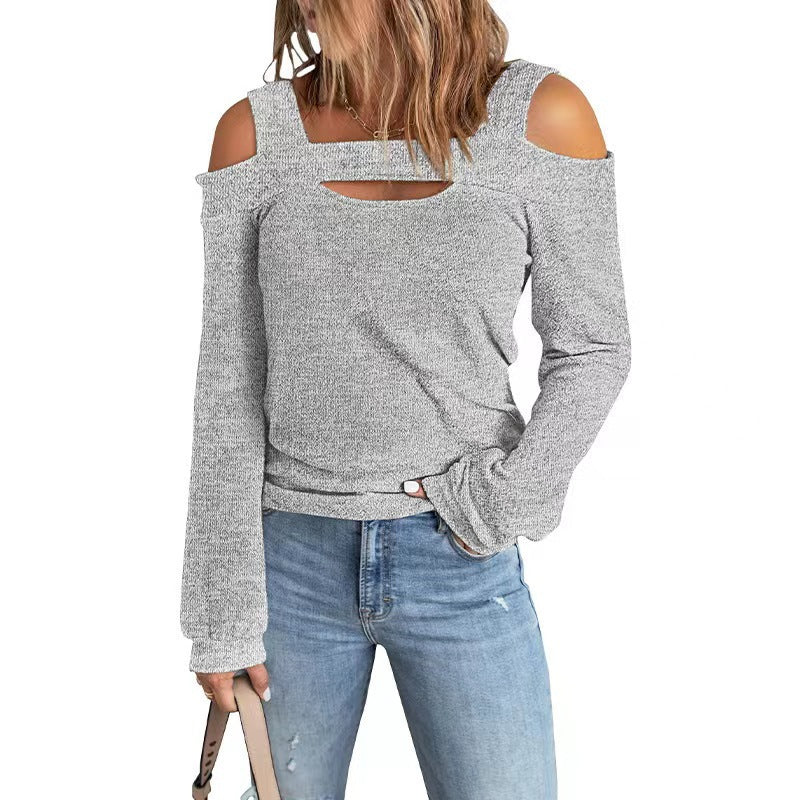 Damen lässiges Langarmshirt mit Cut-Out-Design EB