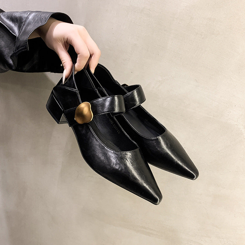 Damen Elegante Slipper mit dekorativem Riemchen und modischem Absatz EB