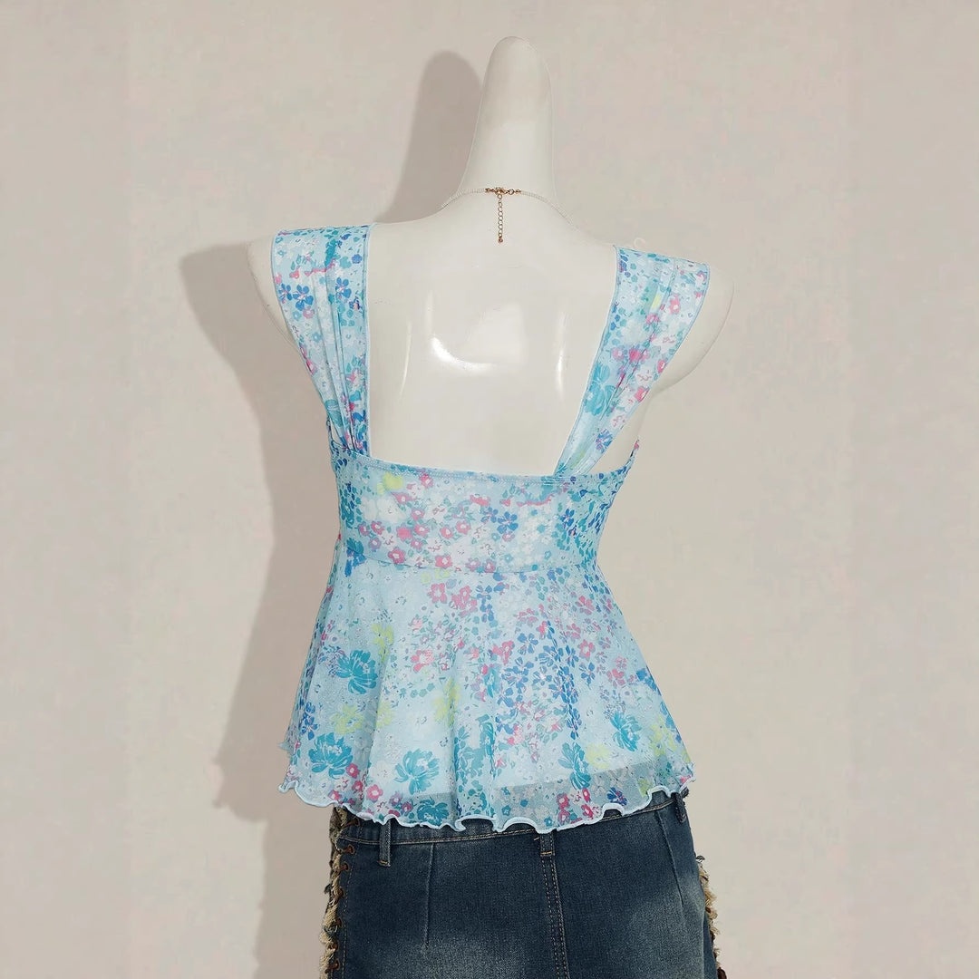 Damen charmante Bluse mit auffälligem V-Ausschnitt und verspieltem Design EB