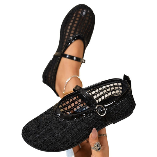 Damen Elegante Freizeitpumps mit modischen Netzdesign und verstellbarem Riemen EB