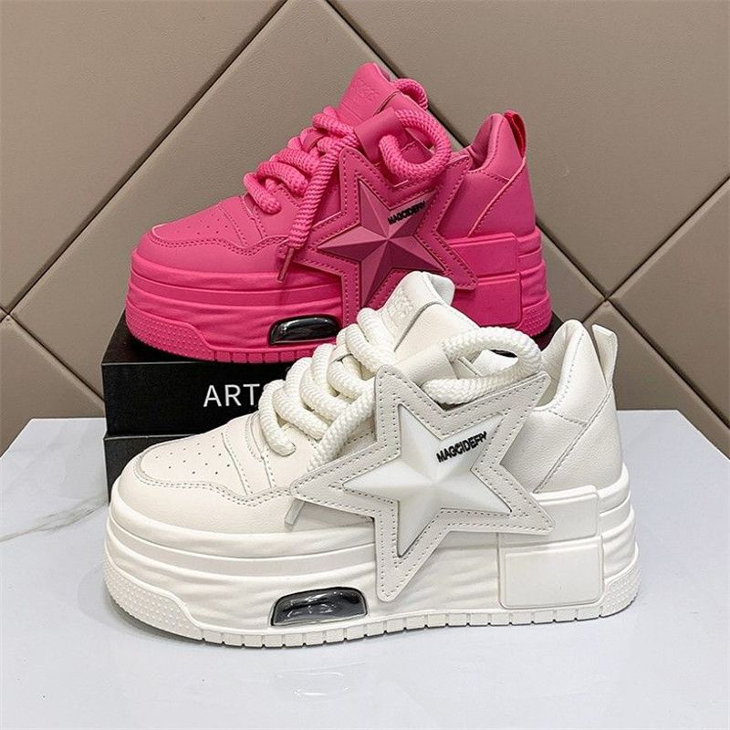 Damen Plattform-Sneaker mit modischem Stern-Design und bequemer Dämpfung EB