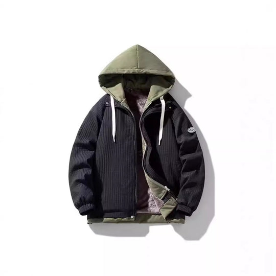 Herren Zweilagige Kapuzenjacke mit Fleece-Innenfutter und Allover-Sketch-Print EB