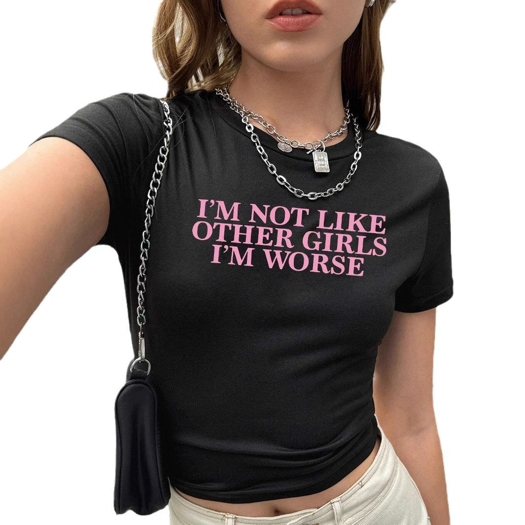 Damen T-Shirt mit künstlerischem Statement-Print und figurbetontem Schnitt EB
