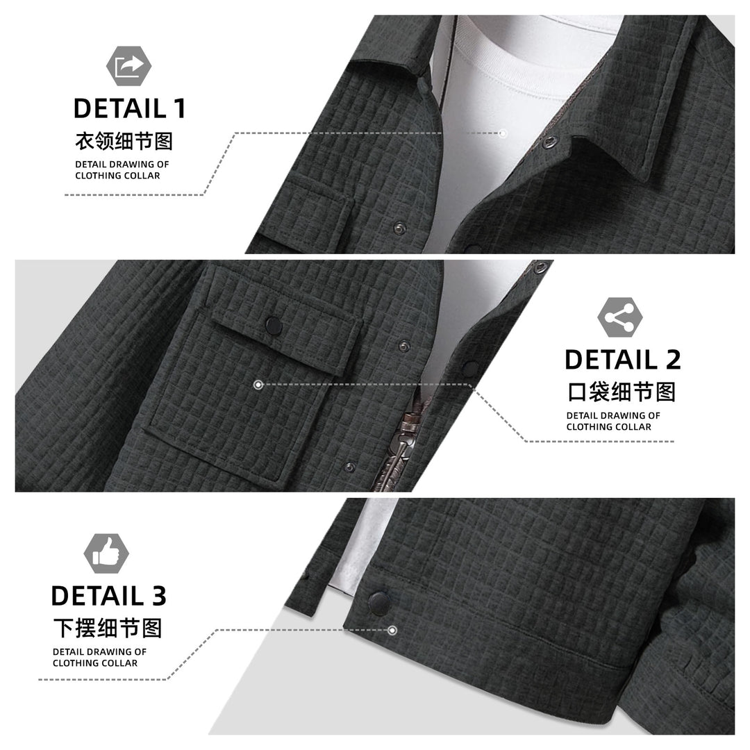 Herren nan gesteppte Overshirtjacke mit quadratischer Steppstruktur und aufgesetzten Brusttaschen EB