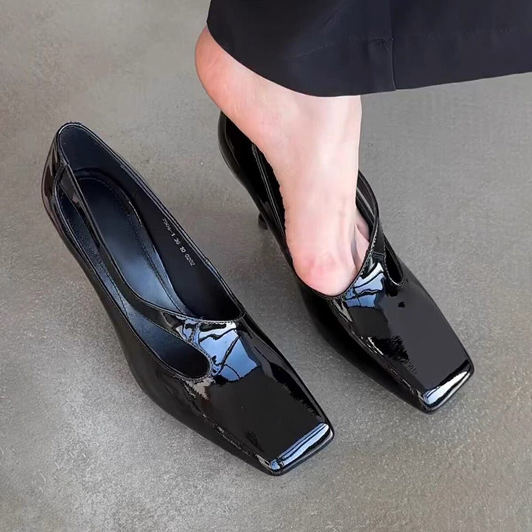 Damen elegante Slingback-Pumps mit glänzender Kappenfront EB