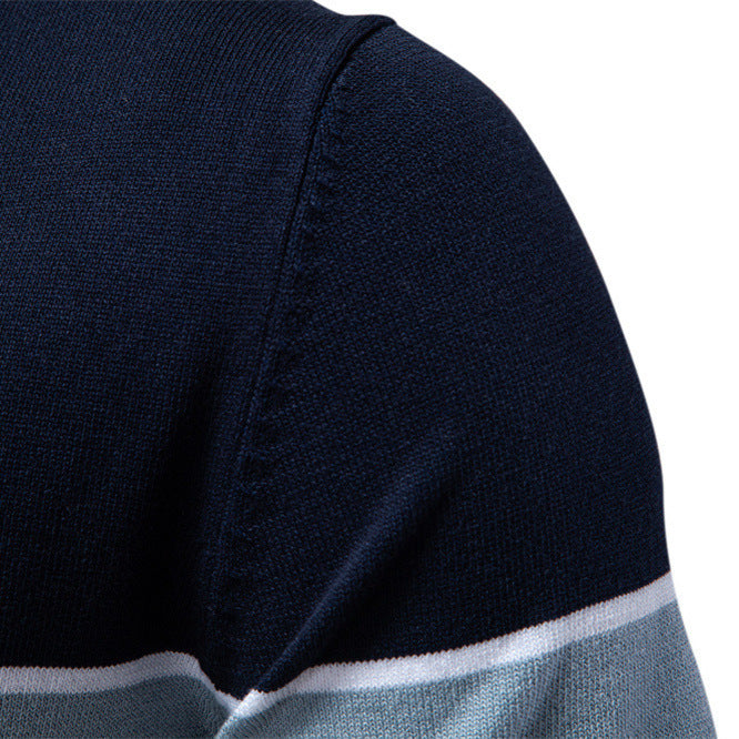 Herren nan modernes Kurzarm-Poloshirt aus Feinstrick mit offenem Reverskragen und horizontaler Kontrastpasse EB
