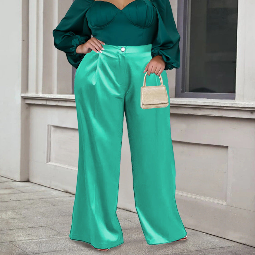 Damen Weite Satin-Hose mit eleganter Taillierung EB
