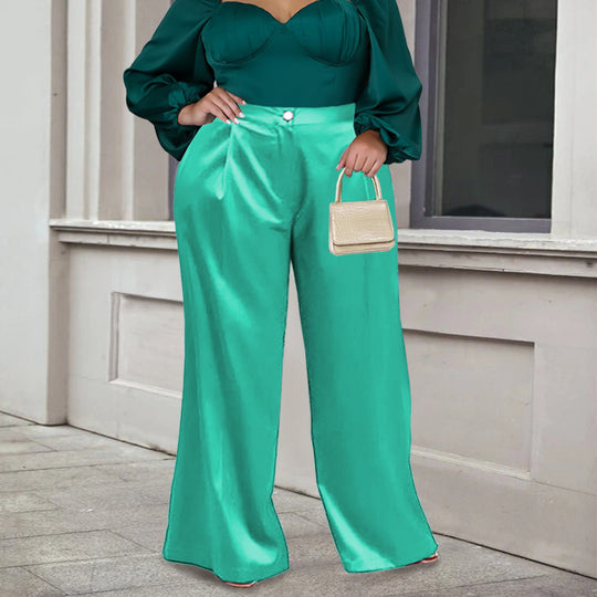 Damen Weite Satin-Hose mit eleganter Taillierung EB