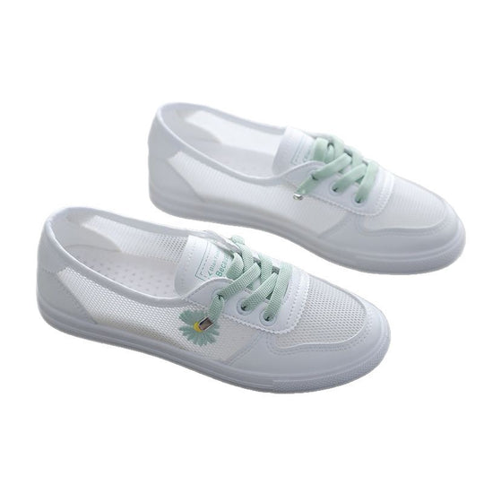 Damen Sportliche Sneakers mit atmungsaktiver Mesh-Oberfläche und floralem Detail EB